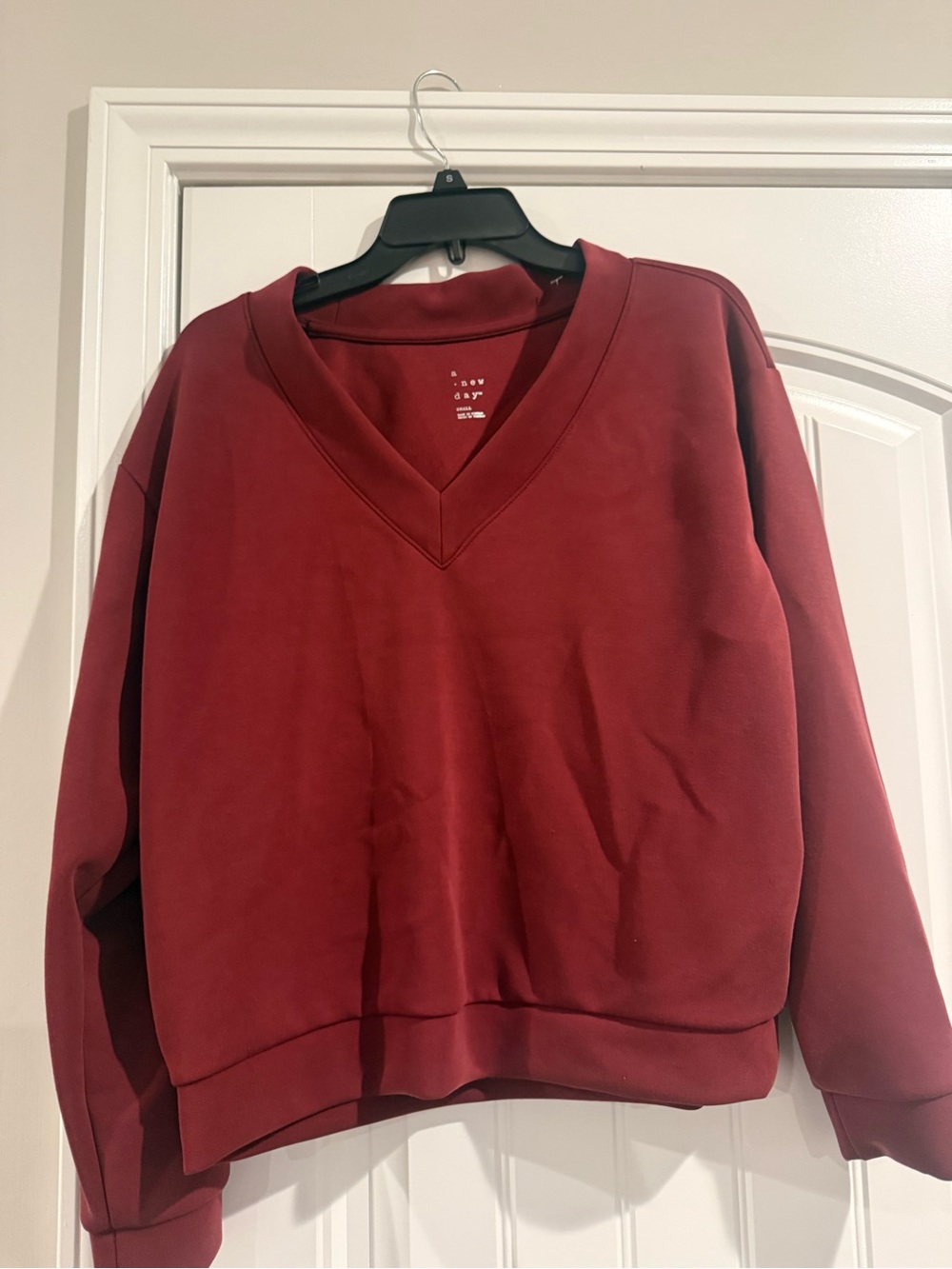 a new day Deep Red V-Neck Sweater